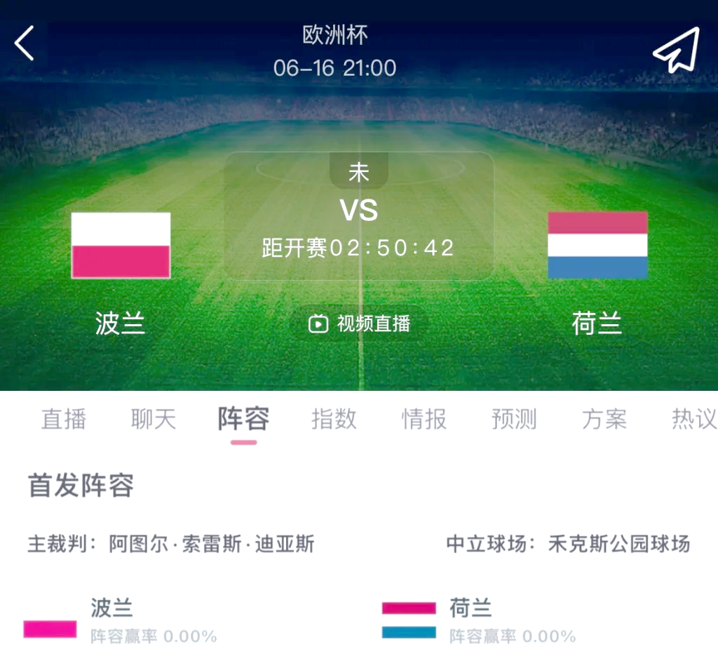 荷兰将对阵俄罗斯，决定晋级名额